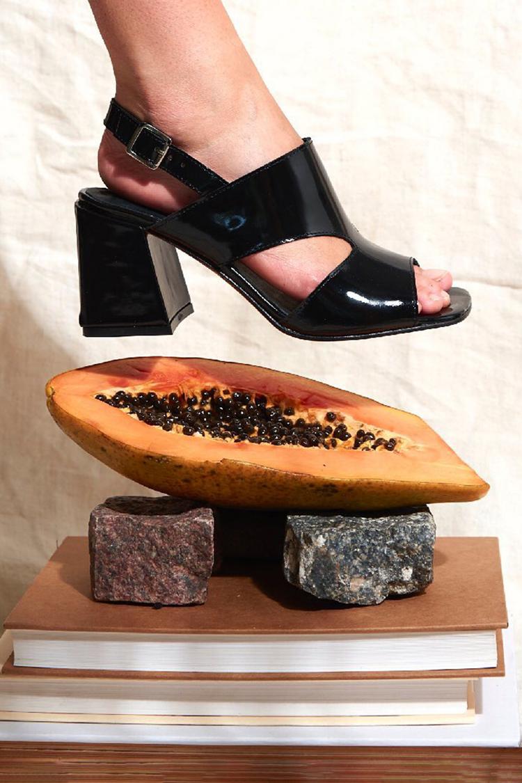 Cutout Solid Color Peep Toe Black Sandals Heels [Pre Order]