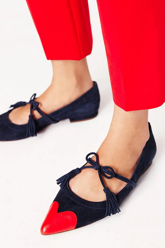 Ballerine nere con punta affilata e decorazioni a fiocco color block [Pre-ordine] 