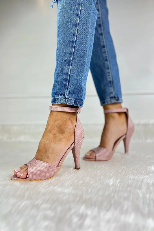 Tacco a spillo rosa con cinturino alla caviglia e fibbia [Pre-ordine]
