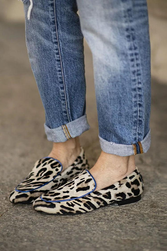 Leopardmuster Kunstwildleder Einfassung Freizeit-Loafer