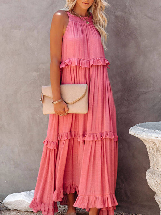 Irregular Cake Sleeveless Maxi Dress