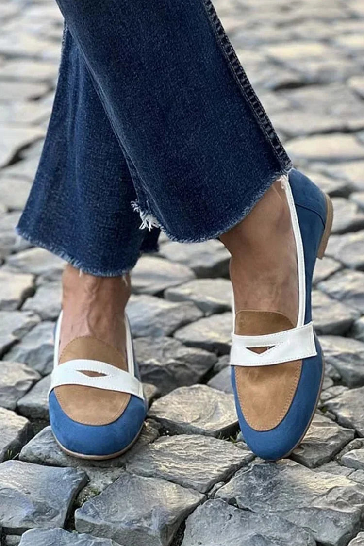 Mocassins décontractés à bout rond bicolores bleu foncé [Précommande]