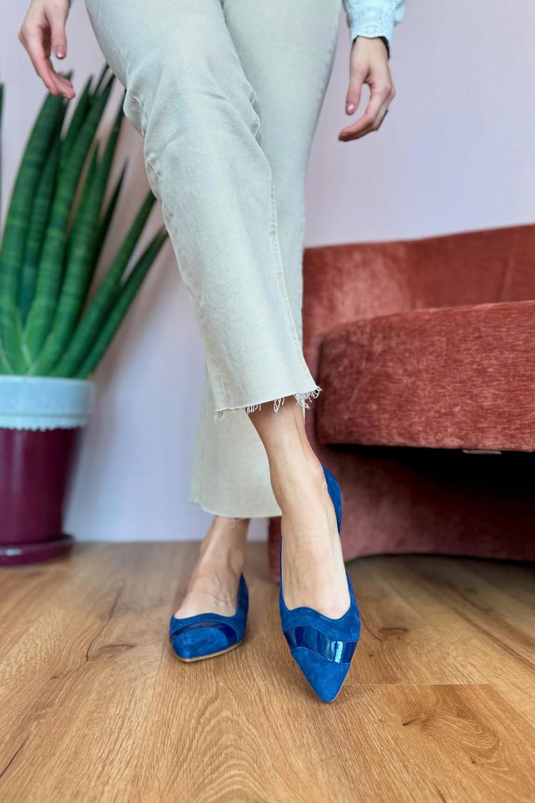 Scarpe basse casual blu scuro con punta a punta patchwork [Pre-ordine] 