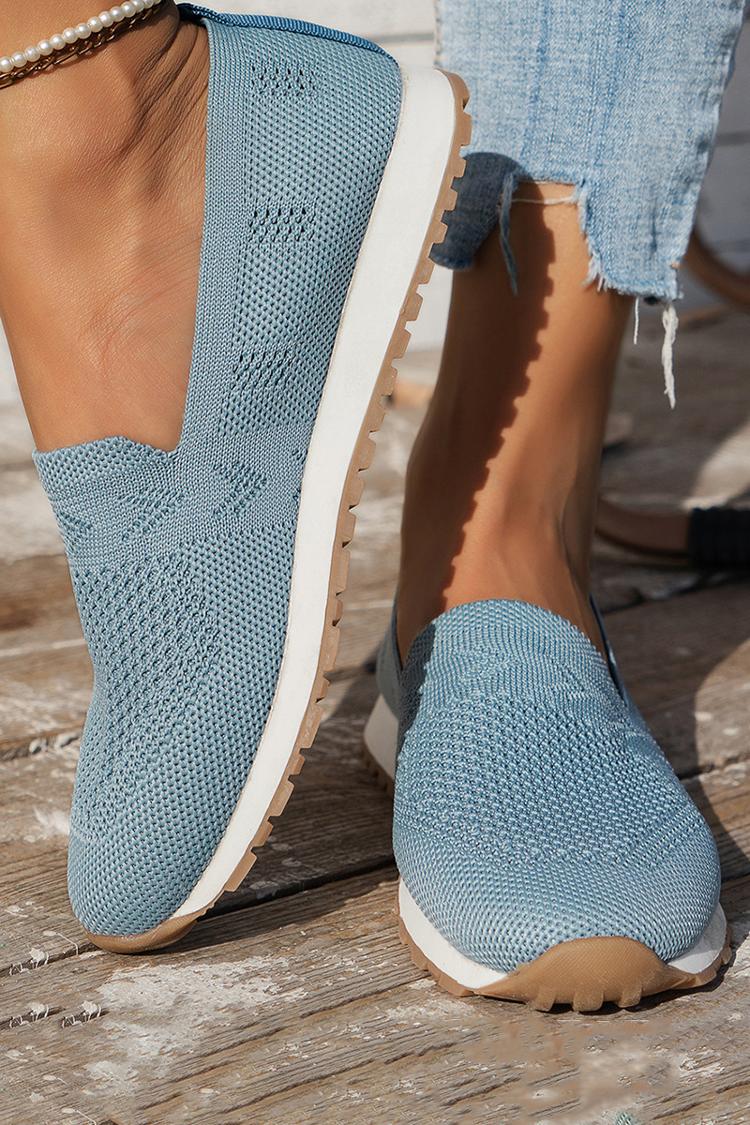 Scarpe casual con zeppa basse in tessuto jacquard tinta unita 