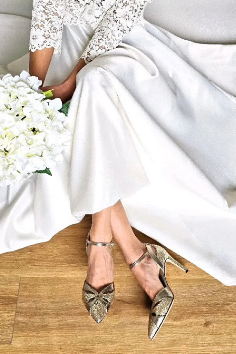 Pointed Toe Patchwork Glittering Gold Stiletto Heels [Pre Order]