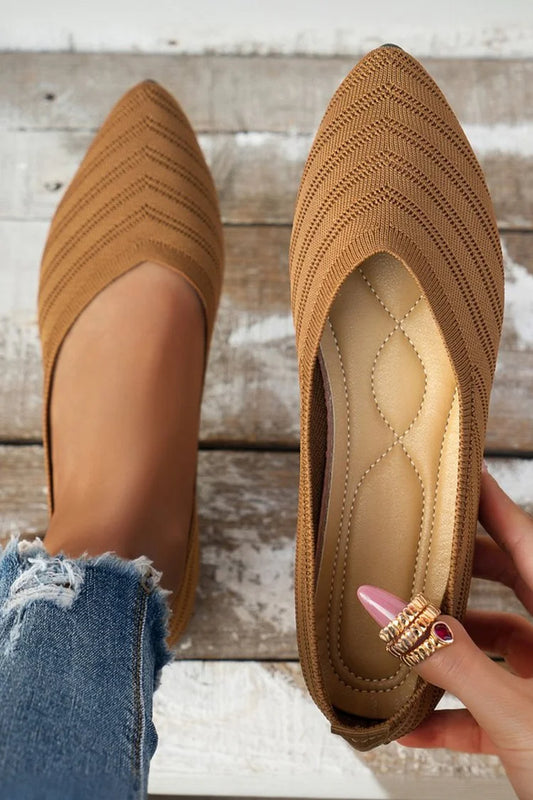 Einfarbige Strick Atmungsaktive Spitzzehen Slipper