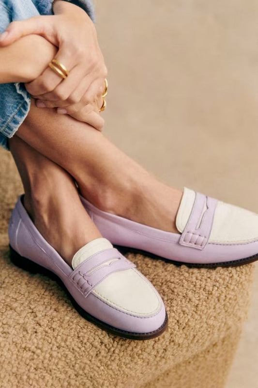 Colorblock Round Toe Patchwork Purple Loafers [Pre Order]