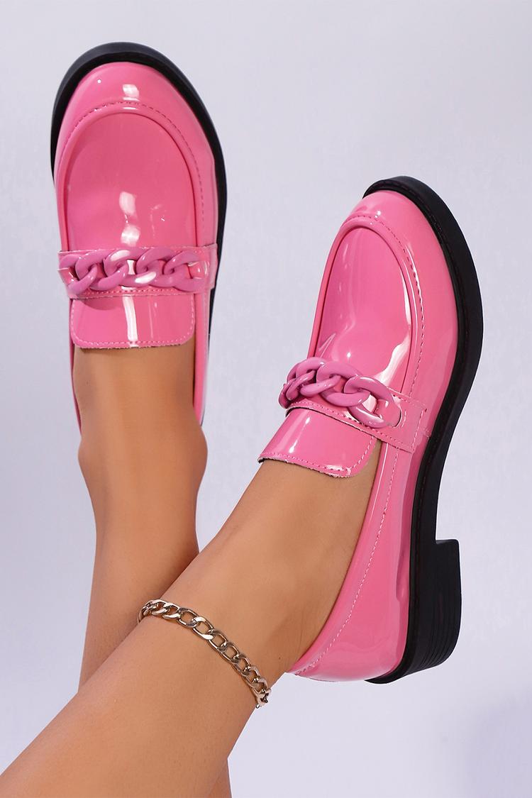 Metallkette Dekor Einfarbig Patchwork Rundspitze Freizeit Loafer