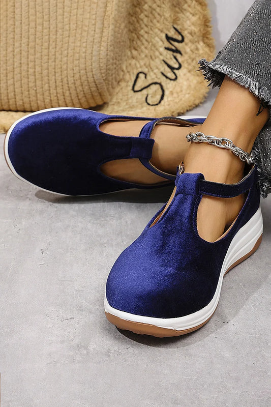 Einfarbige T-Riemen Schnalle Runde Zehen Freizeit Sandalen