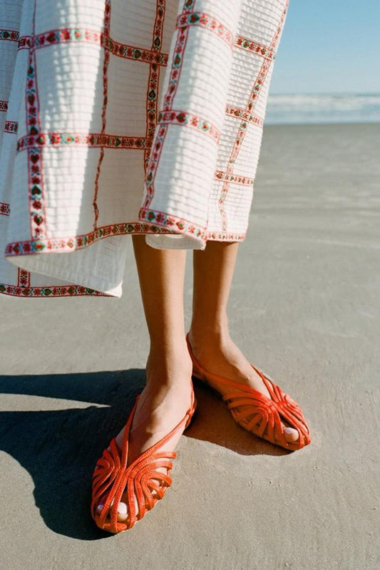 Solid Color Hollow Out Slingback Red Sandals [Pre Order]