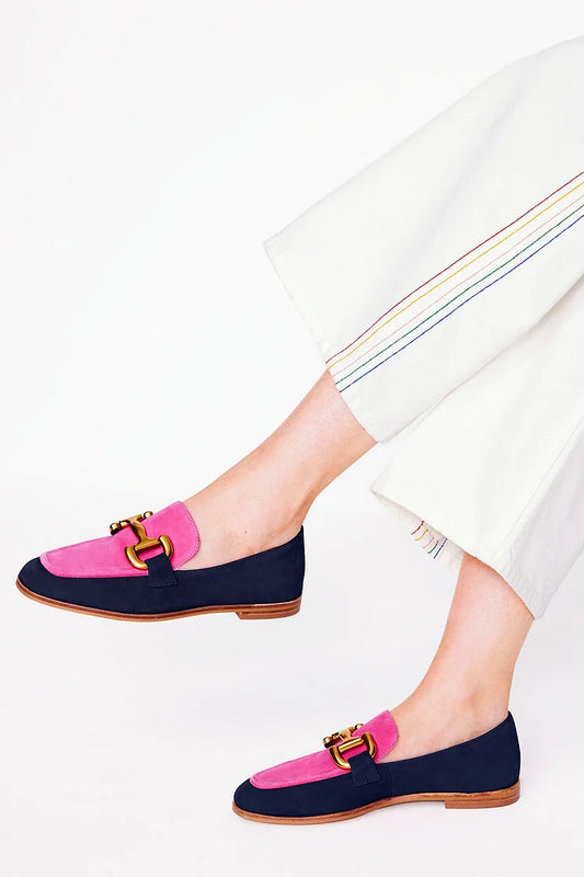 Farbblock Rundzehen Metall Dekor Marineblau Slipper [Vorbestellung]