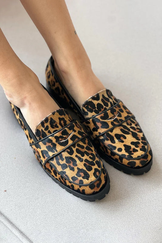 Leopard Print Patchwork Rundzehen Freizeit-Loafer [Vorbestellung]