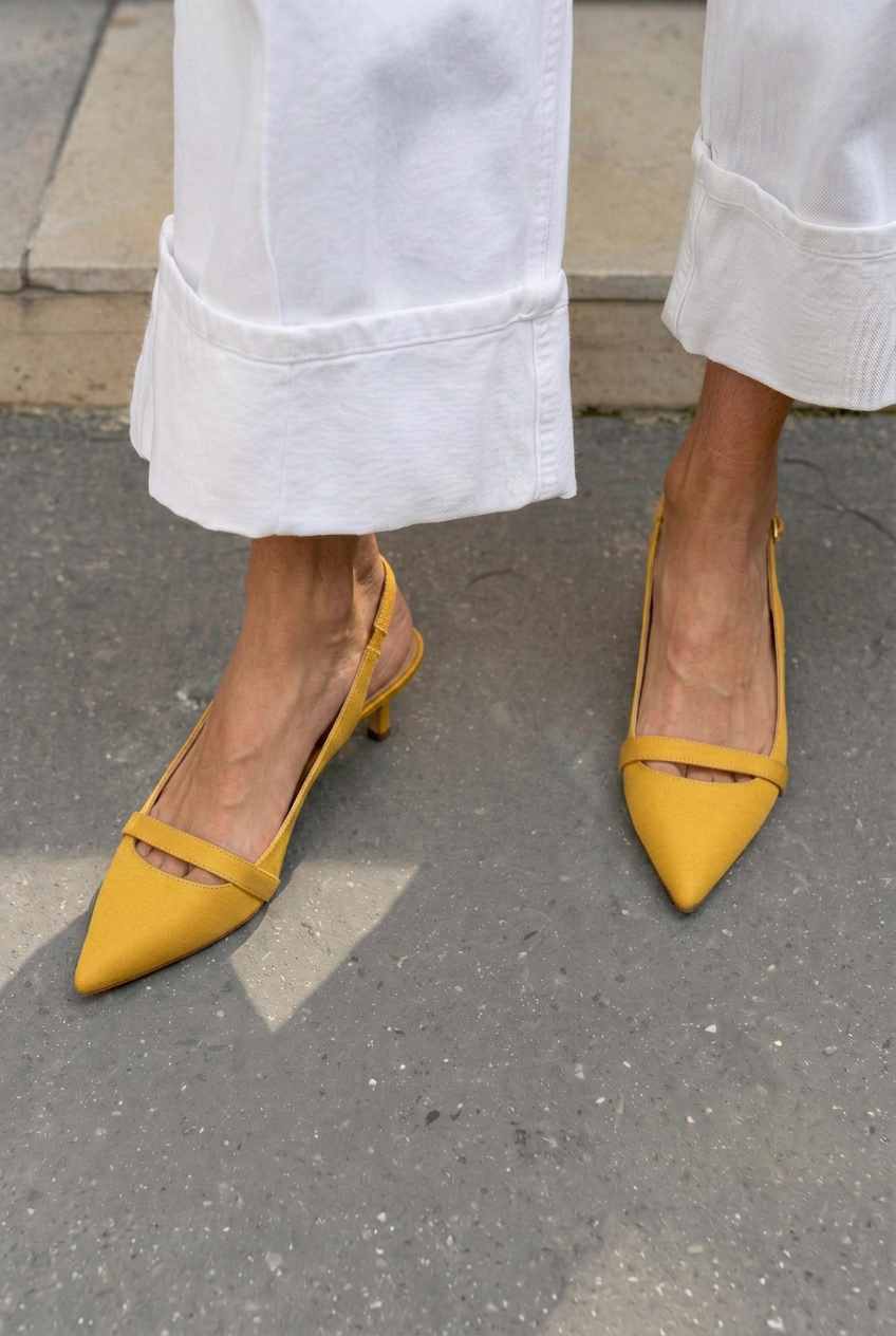 Elegant Cutout Pointed Toe Slingback Kitten Heels [Pre Order]
