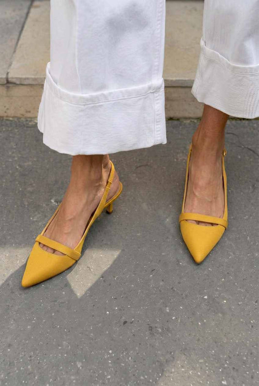 Elegant Cutout Pointed Toe Slingback Kitten Heels [Pre Order]