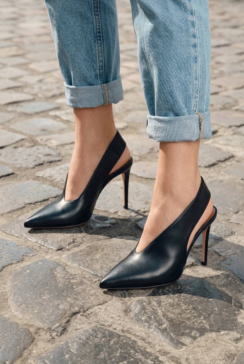 Deep V-Cut Pointed ToeSlingback Stiletto Pumps [Pre Order]