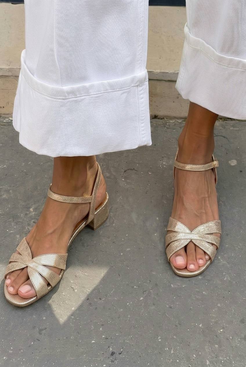 Crisscross Open Toe Ankle Strap Low Block Sandals [Pre Order]