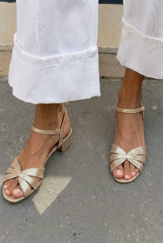 Crisscross Open Toe Ankle Strap Low Block Sandals [Pre Order]