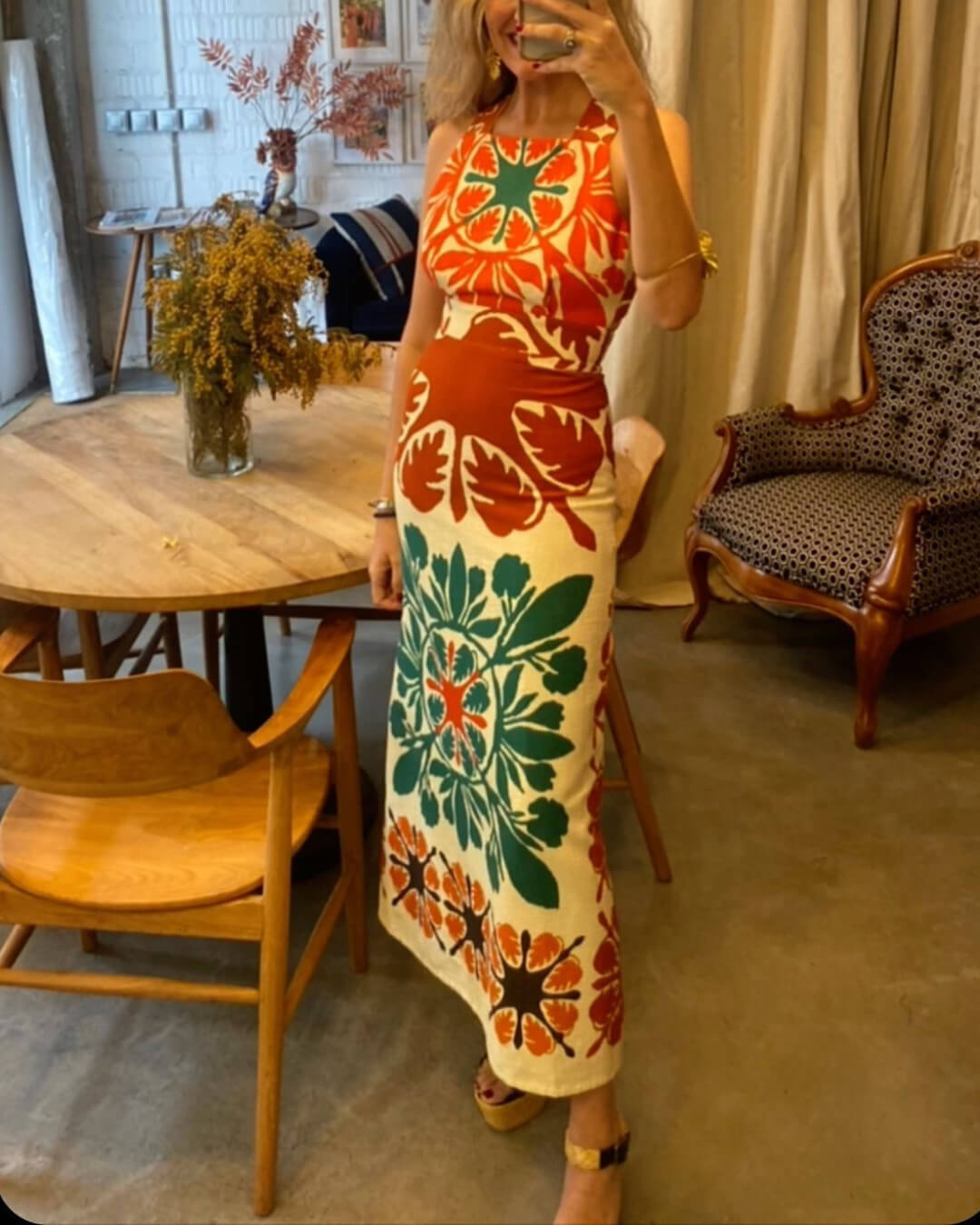 Unique Print Maxi Dress