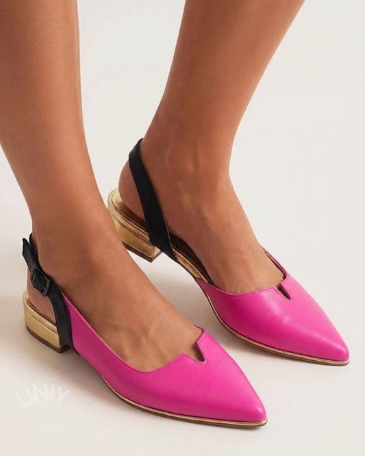 Elegant flad slingback med spids tå i smart fuchsia [Forudbestilling]