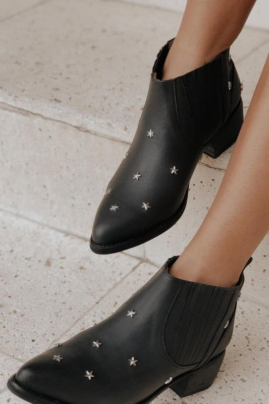 Stivaletti con tacco spesso e punta a punta con borchie a stella [Pre-ordine]