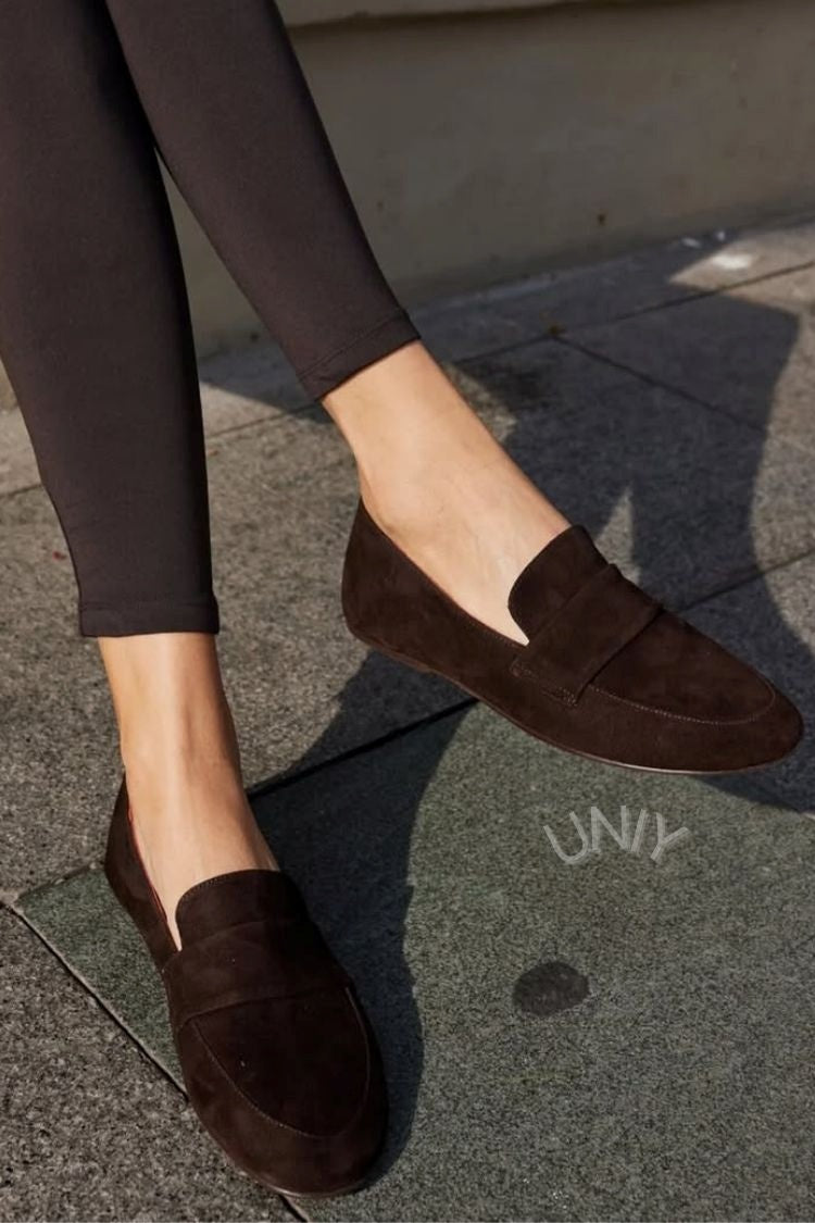 Solid Color Polished Leather Versatile Penny Loafers [Pre Order]