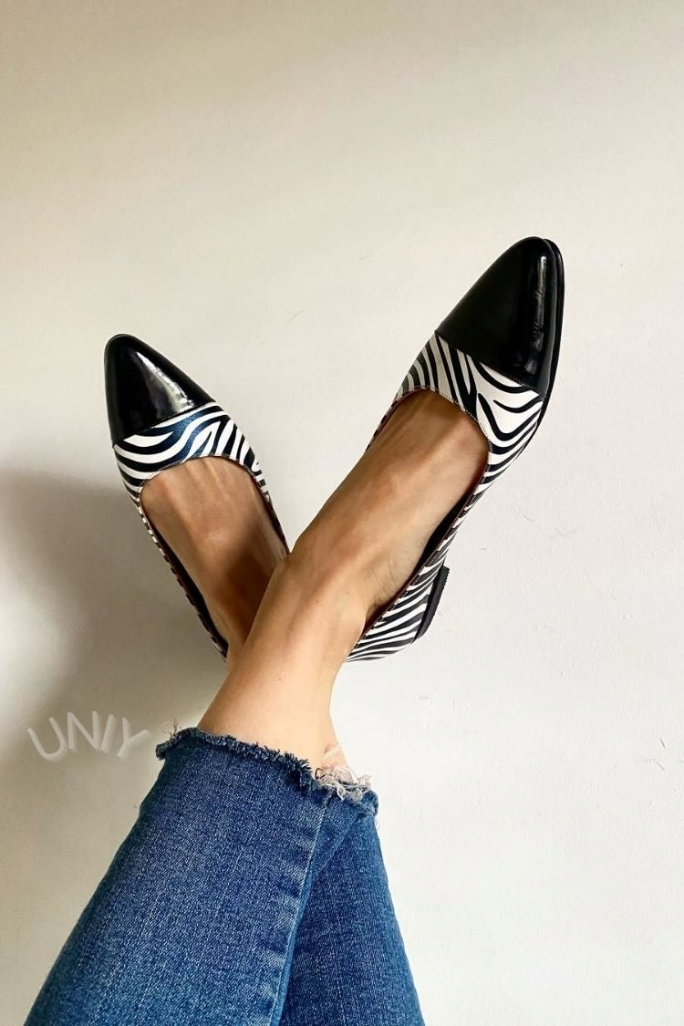 Eleganti ballerine casual con punta a punta e stampa zebrata [Pre-ordine]