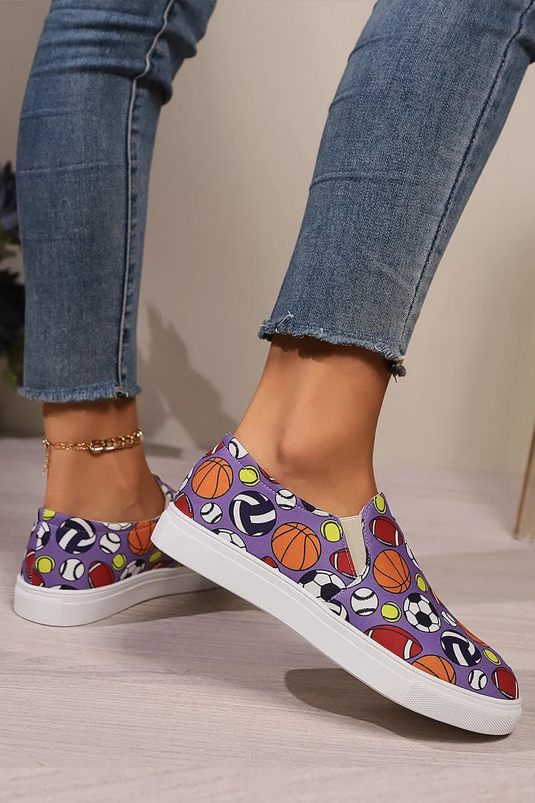 Mocassins casuais multicoloridos com estampa de animais redondos