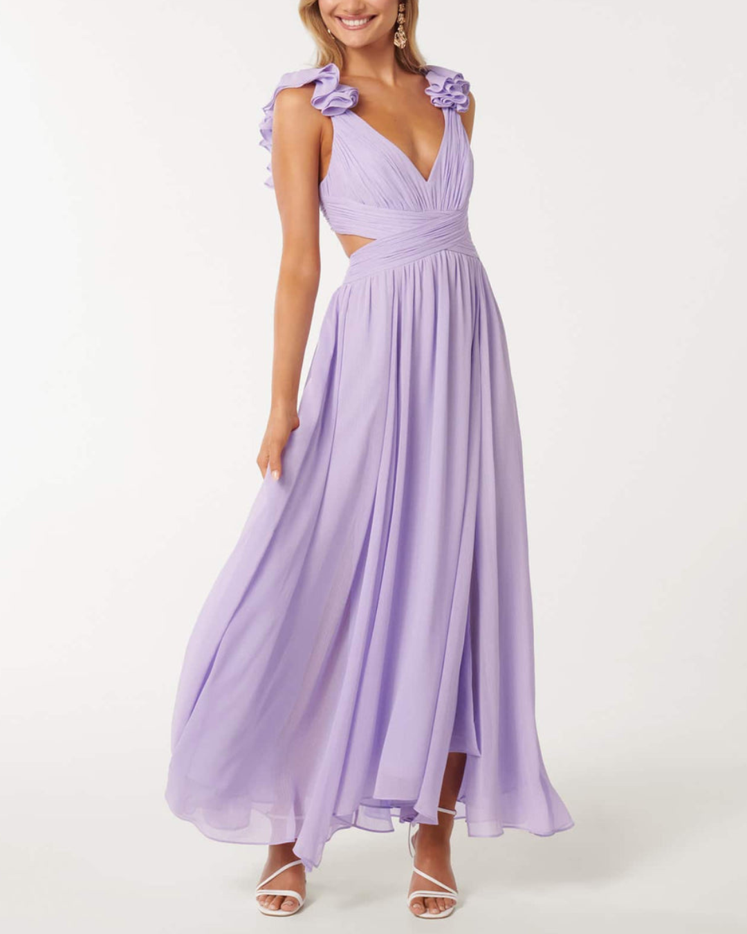 Ruffle Shoulder Maxi Dress