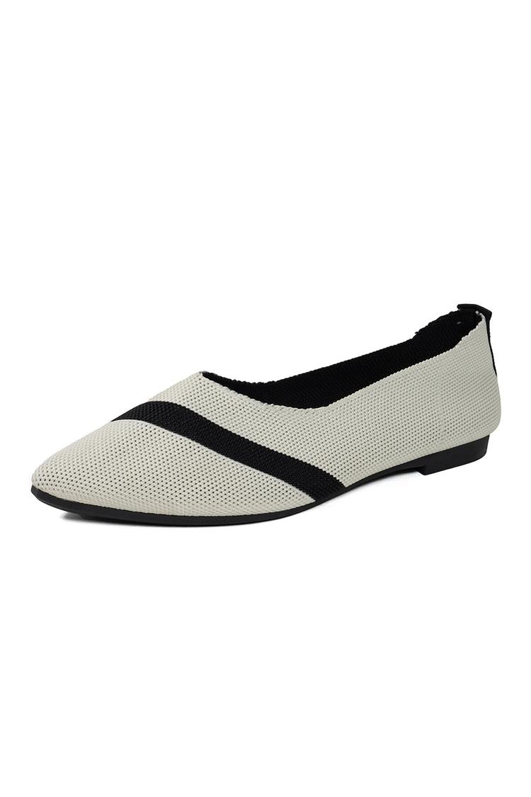 Colorblock Knitted Pointed Toe Breathable Casual Flats