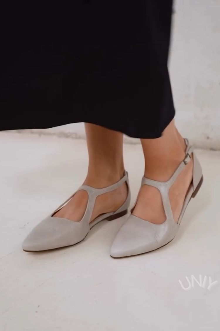 Minimalist Light Grey Cut-Out Pointed Toe Flats [Pre Order]