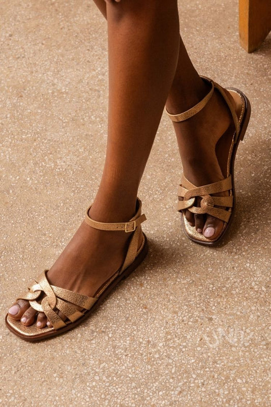 Stijlvolle effen kleur bandjes enkelgesp platte casual sandalen [Pre Order]