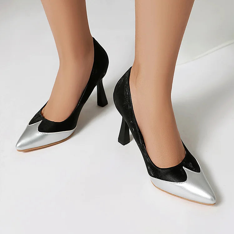Patchwork Colorblock Pointed Toe Elegant Stiletto Heels