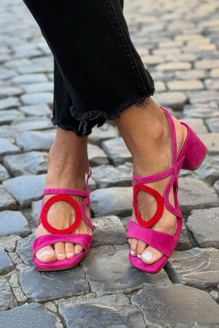 Circular Cutout Strappy Square Toe Slingback Block Heels [Pre Order]