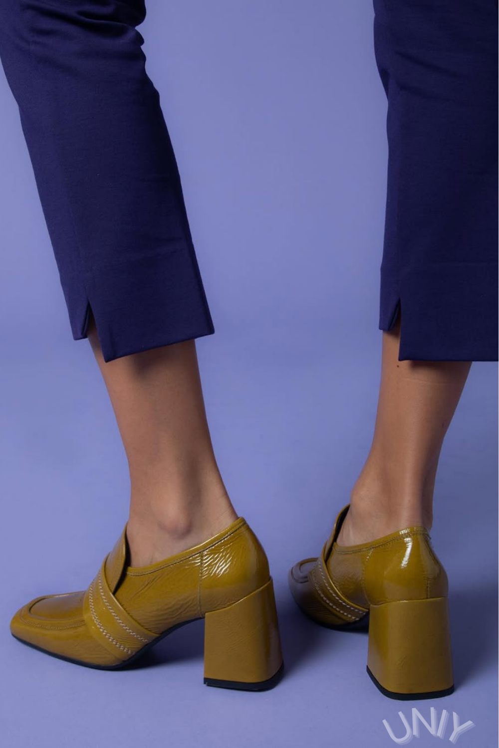 Retro Senfgelbe Klobige Blockabsatz Loafers [Vorbestellung]