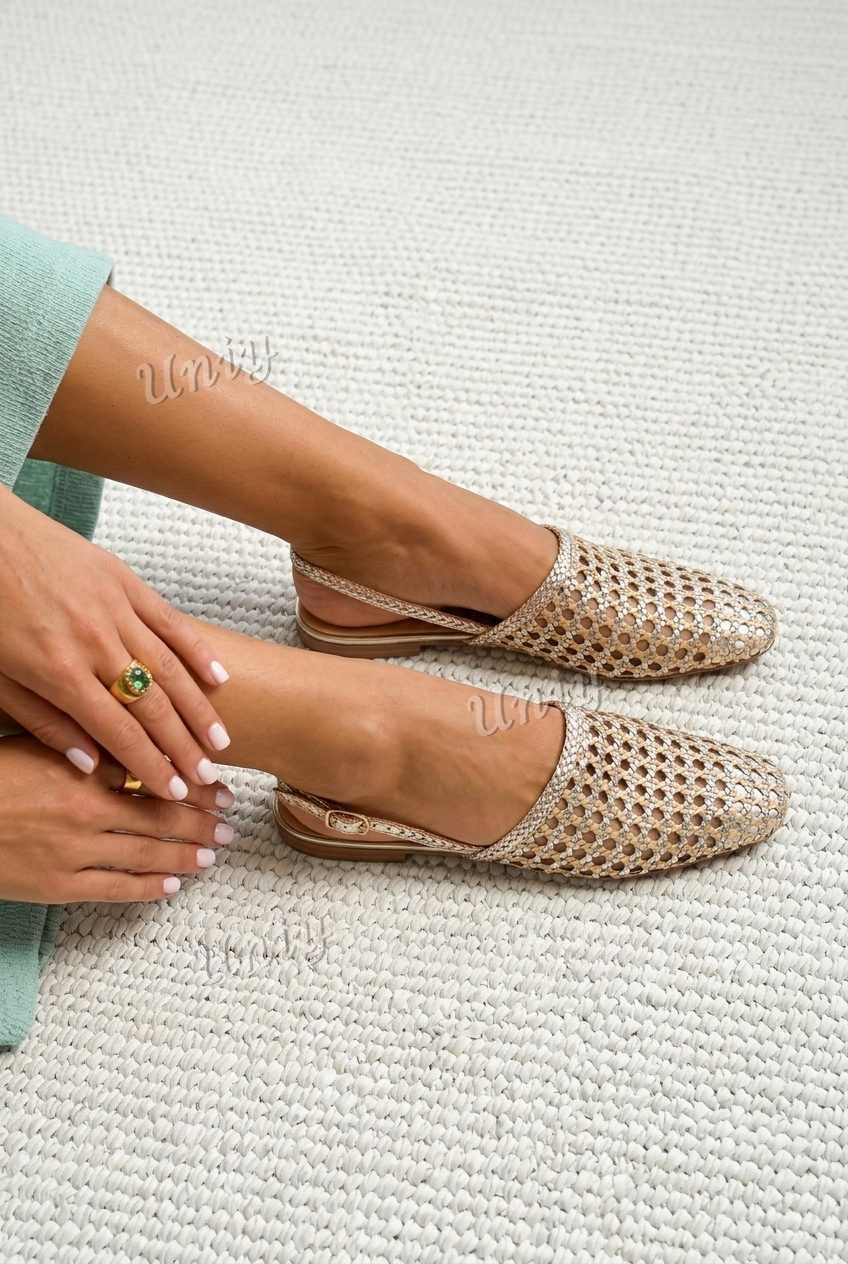 Woven Closed Toe Slingback Flat Casual Sandals [Pre Order]