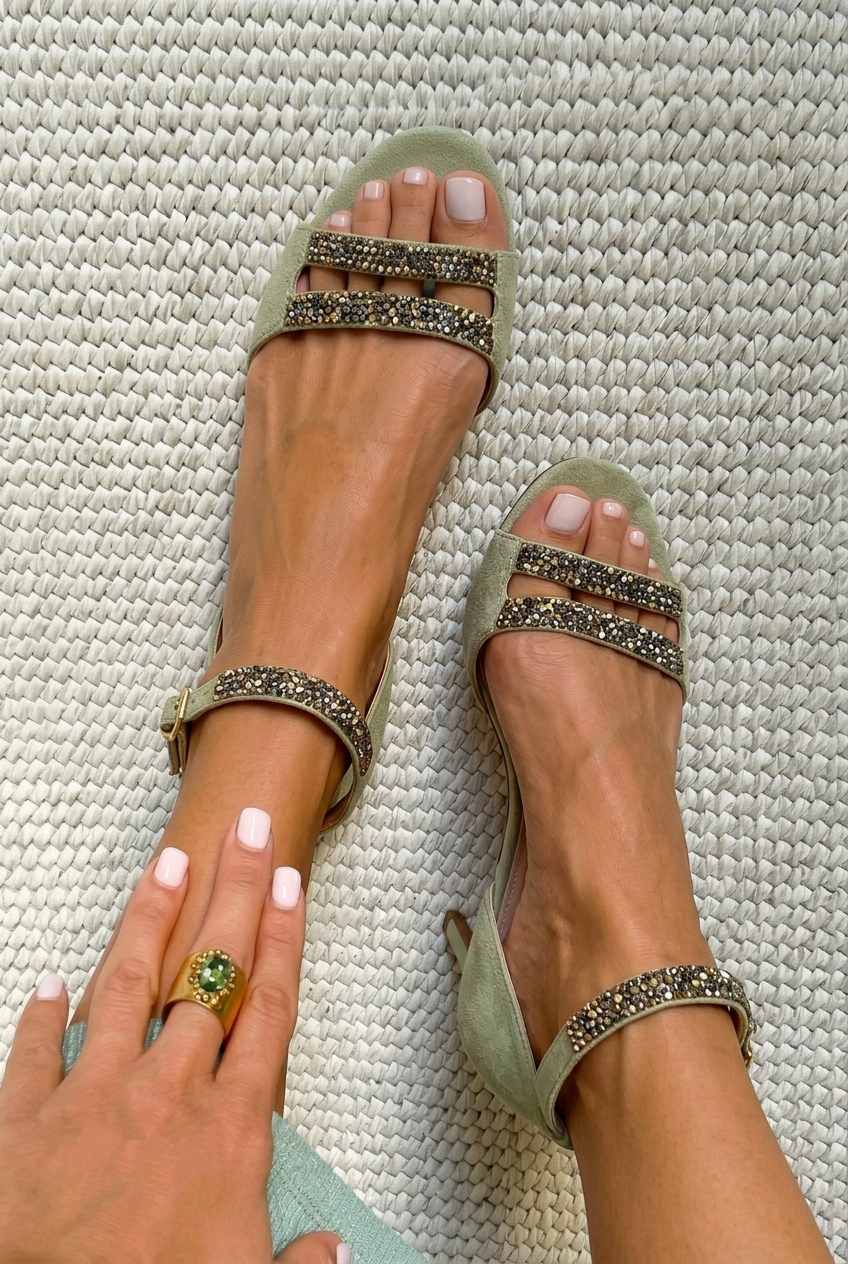 Embellished Strappy Open Toe Kitten Heel Sandals [Pre Order]