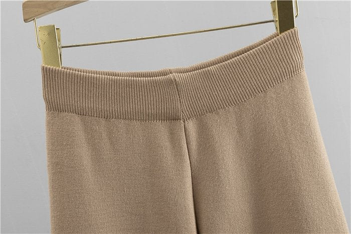 Maglione dolcevita lavorato a maglia pantaloni a gamba larga set due pezzi 