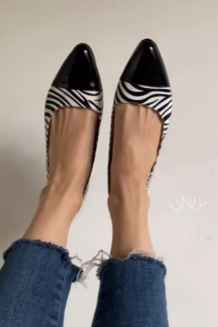 Eleganti ballerine casual con punta a punta e stampa zebrata [Pre-ordine]
