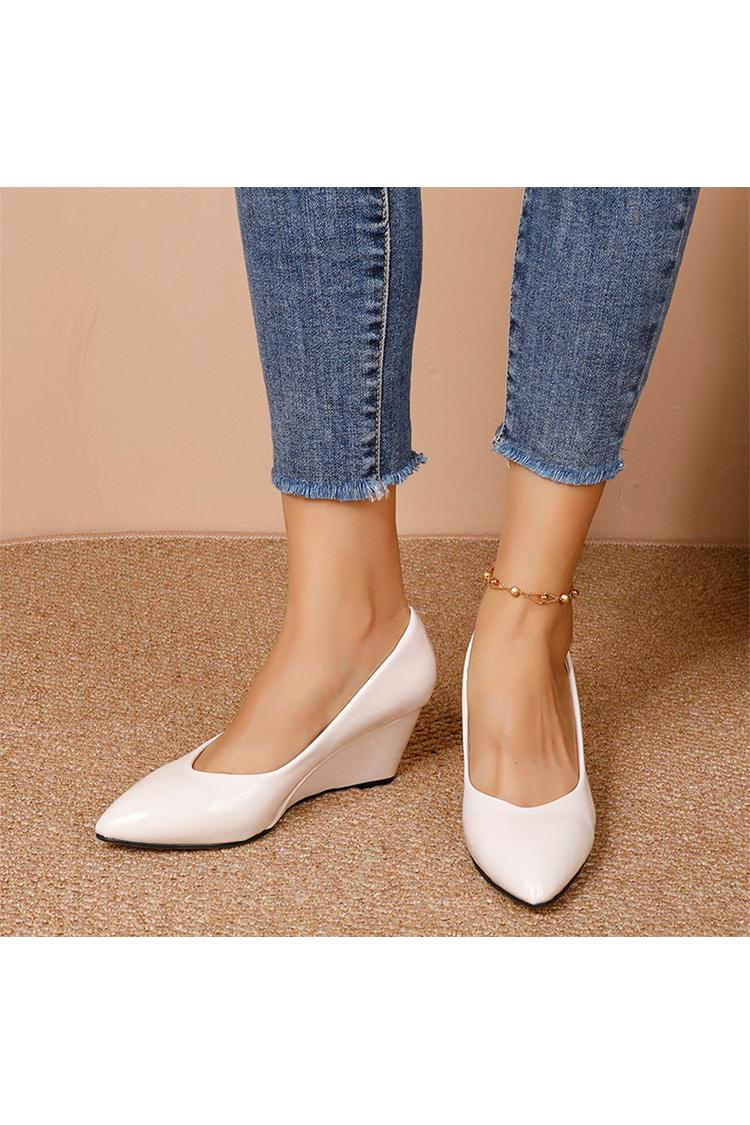 Scarpe con tacco a zeppa casual slip-on eleganti a punta tinta unita