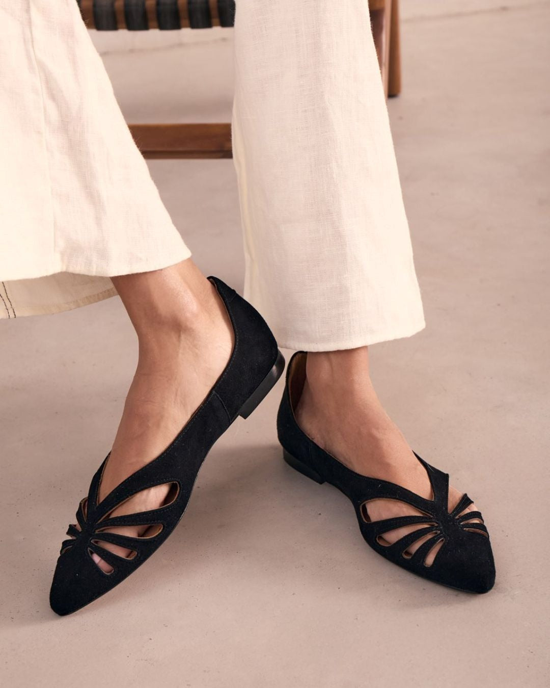 Einfarbige Cutout-Spitz zulaufende Minimalistische Ballerinas [Vorbestellung]