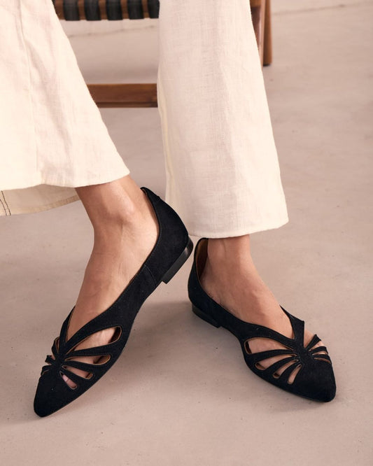 Einfarbige Cutout-Spitz zulaufende Minimalistische Ballerinas [Vorbestellung]