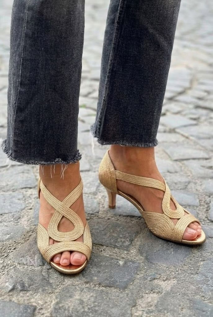 Woven Crisscross Peep Toe Kitten Heel Sandals [Pre Order]