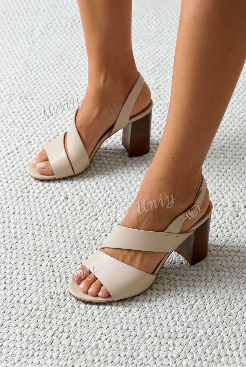 Crisscross Open Toe Slingback Block Sandals [Pre Order]