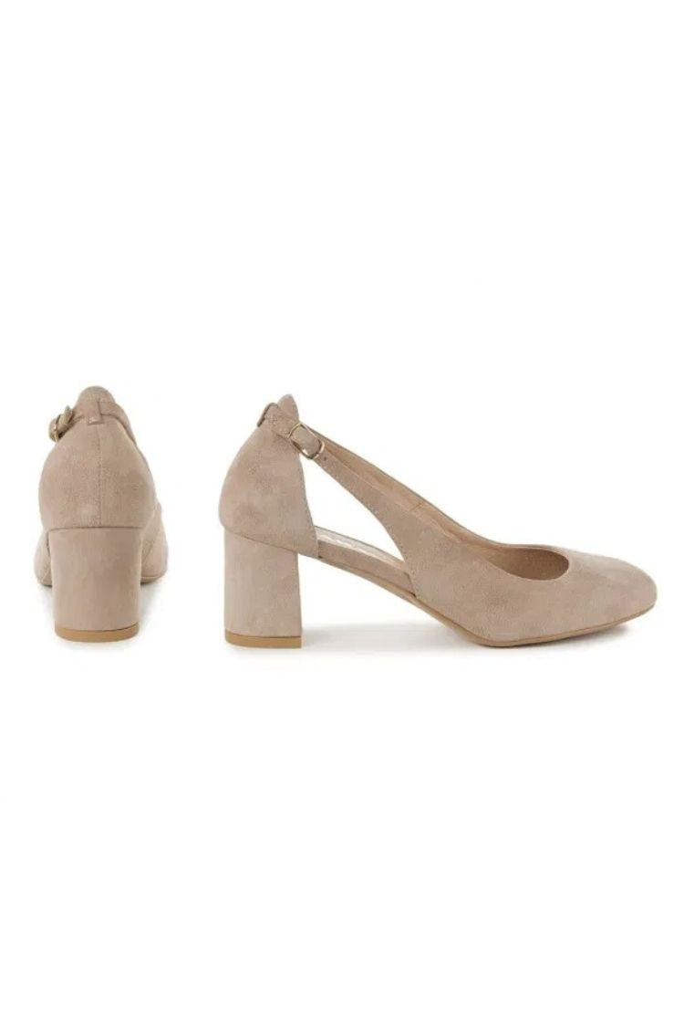 Solid Color Round Toe Ankle Strap Block Heel Pumps [Pre Order]