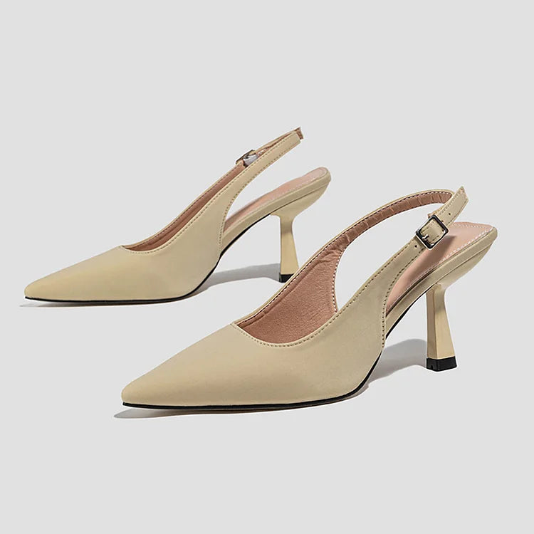 Slingback-Schnalle mit spitzer Zehenpartie, elegante Stilettos mit mittelhohem Absatz