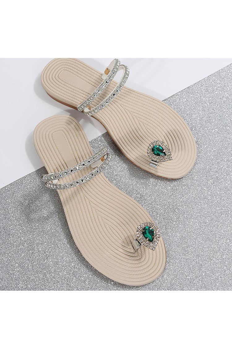 Infradito con strass, sandali casual con cinturino alla caviglia scintillante