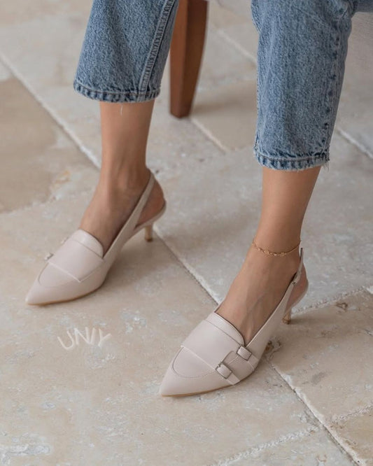 Chic Pointed Toe Patchwork Slingback Stiletto Heels [Pre Order]