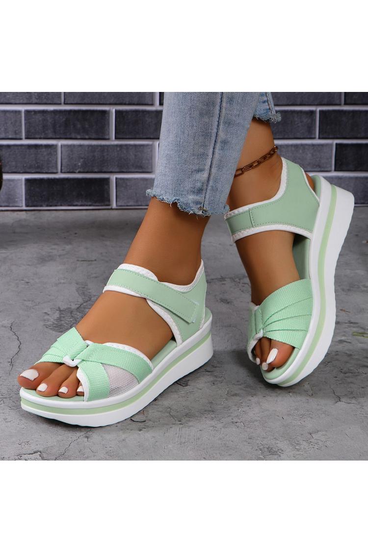 Sandali casual con plateau e punta tonda con patchwork colorblock