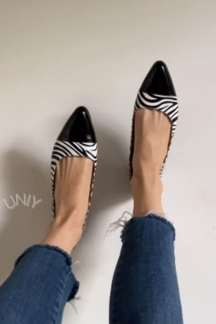 Eleganti ballerine casual con punta a punta e stampa zebrata [Pre-ordine]