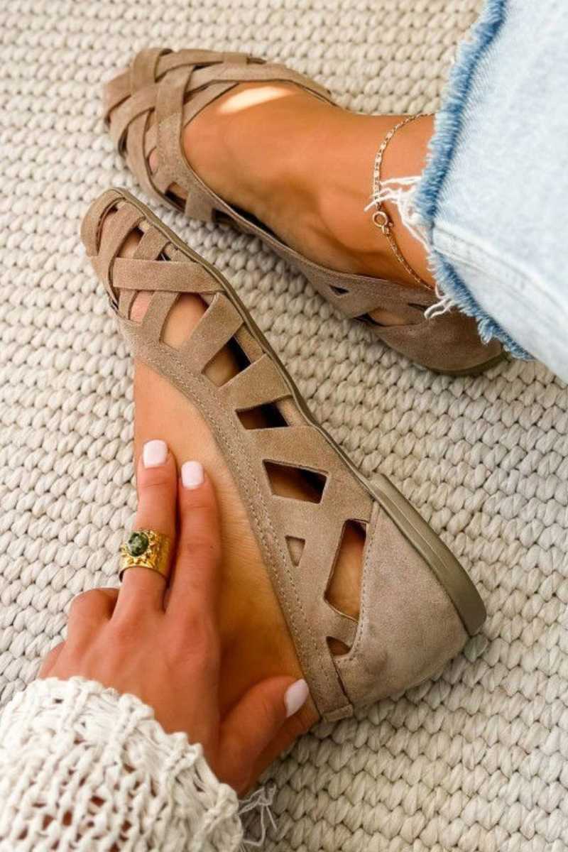 Sandales plates décontractées tissées à bout ouvert croisé